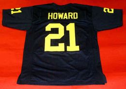 Custom Football Jersey Men Youth Women Vintage 21 DESMOND HOWARD CUSTOM Blue Rare High School Size S-6XL or any name and number jerseys