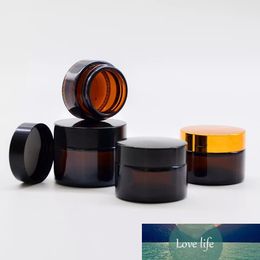 100pcs 20g Amber Glass Jars Bosx Cosmetic Cream Bottles Facial Cream Black Cap Glass Case cosmetic containers storage Bottles