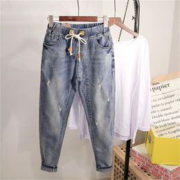 Large Size Women Denim Wide Leg Jeans Pants Spring Autumn Casual Boyfriend Jeans For Women Streetwear High Waist Mom JeansLJ200811