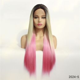 26 Inches Synthetic Lacefront Wig Simulation Human Hair Lace front Wigs Silky Straight Pelucas 2024-5