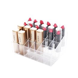 Storage box 24 Lipstick Holder Display Stand Clear Acrylic Cosmetic Organiser Makeup Case Sundry