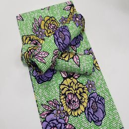 Good Quality Soft Golden African Real Wax Prints Fabric Cotton Material Ankara Pagne Green Colour For Wedding Dress Gift