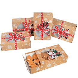 Kraft Paper Christmas Cookie Gift Boxes Santa Claus Gifts Bags Merry Christmas Decorations for Home Navidad New Year 2021