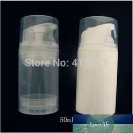 100pcs/lot 50ml PP white color ailess pump bottle for lotion cosmetic packing