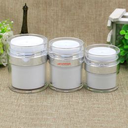 10pcs 15g 30g 50g Cosmetic Jar,Empty Acrylic Cream Cans,Vacuum Bottle,Press Jar,Sample Vials,Airless Containergood package