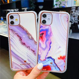Electroplating Marble Texture TPU Plastic Phone Cases For 11 12 Mini Pro Max Xr X Xs Max 7 8 Plus Ultra Thin Phone Back Cover Case