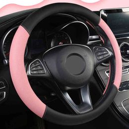 Car Steering Wheel Cover 5 Colors For Woman Girl Breathable Braid On Steering Wheel Funda Volante Universal Car Styling J220808