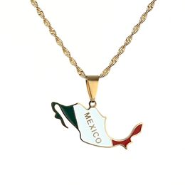 Mexico Map Flag Pendant Necklace For Women Girls Mexican Maps Chain Jewelry