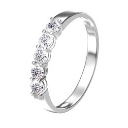 AEAW 14k White Gold 0.1ct m Total 0.5ctw DF Round Cut Engagement&Wedding Lab Grown Diamond Band Ring for Women 220228