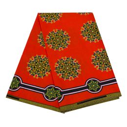 new 6Yards/Lot African Farbic Red Background Ankara Polyester Sewing Fabric African Fabric for Women Party Dress