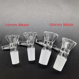 Wholesale 14mm 18mm Glass Bowl Male Hookahs Accessories With Circular Handle Feel Smooth Smoking Tools Herb Dry Tobacco Bowls For Water Pipe Bongs Funnel Dab Rig