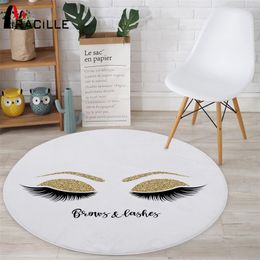 Miracille Fashion Eyelashes Soft Round Carpet Modern Home Decor Floor Rug Bedroom Anti-slip Play Mats for Children Chair 201212