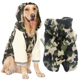 Winter warm wool large dog clothes Big coat jacket Pet camouflage hoodie Pyjamas clothing golden retriever Shepherd dog Labrador T200710