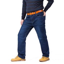 Classic Jeans For Men Spring Autumn Big Size Male High Quality Elastic Blue Denim Pants Straight Stretch Baggy Trousers 44 46 48 G0104