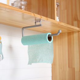 Kitchen Paper Roll Holder Towel Hanger Rack Bathroom Storage Shelf Toilet Paper Bar Cabinet Rag Hanging Holders Punch-Free Hook