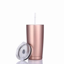 Stainless Steel Coffee Mugs Creative Car Cups Thermos Tumbler Coffee Cup Water Bottle Mug with a Straw 20 OZ V1