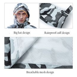 Camouflage Raincoat Women Men Suit Rain Coat Outdoor Hood Women's Raincoat Motorcycle Fishing Camping Rain Gear Men'241R