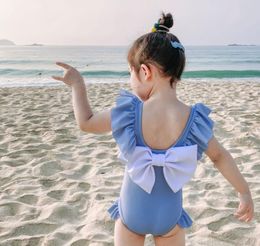 Children's swimsuit cartoon backless big bow bikini girls' swimsuits swimwears
