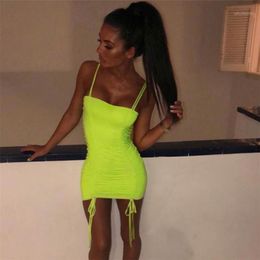 Casual Dresses Women Summer Candy Colour Light Green Dress Spaghetti Strap Bodycon Slim Fit Pencil Dress1