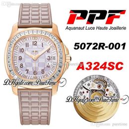 PPF 5072R-001 A324SC Haute Joaillerie Ladies Watch Womens Rose Gold Diamond Bezel Engraved MOP Dial Rubber Best Edition PTPP Puretime G7