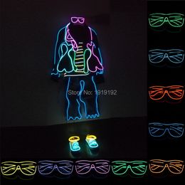 Costume Accessories Sound control el glasses Clear Lens El Wire Fashion Neon LED Light Up Shutter Shaped Glasses Rave Costume Christmas Part