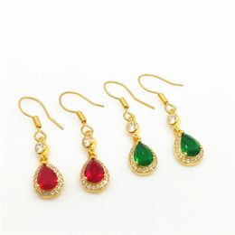 Shiny Teardrop Dangle Earrings Women Girl Pretty Gift 18K Yellow Gold Filled Classic Fashion Jewelry