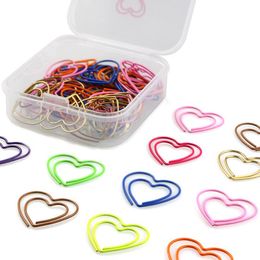 50Pcs/Lot Heart Shaped Paper Clips Bookmark Planner Tools Scrapbooking Tools Memo Clip Metal Binder Paperclip Random Color