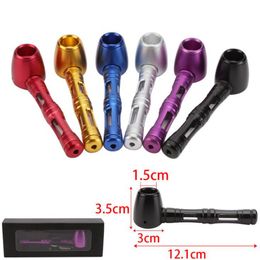 Colourful Portable Aluminium Removable Philtre Glass Dry Herb Tobacco Smoking Handpipe Tube Innovative Design Holder High Quality DHL Free