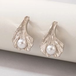Dangle & Chandelier Exquisite Scallop Drop Earrings for Women Elegant Pearl Stone Gold Silver Color Alloy Metal Bohemian Jewelry