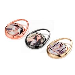 DIY Sublimation Phone Holders Favor Zinc Alloy Round Smartphone Brackets Heat Transfer Coating Finger Stand Ring buckle T2I53400