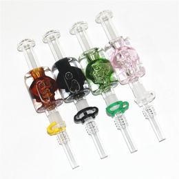 Smoking Skull Glycerin Glass Nectar with 14mm Quartz Tip or Stainless Steel Tips Dab Straw Oil Rigs nectar