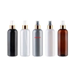 12pcs Large Size Coloured Plastic Perfume Bottle With Gold Aluminium Sprayer 300ml Cosmetic Spray Container For SkinCare Householdgood package