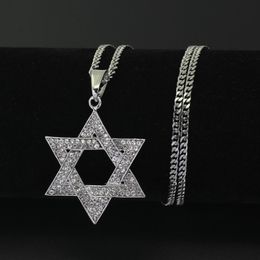 Pendant Necklaces Religious Menorah And Star Of David Je Necklace Stainless Steel 3 5mmcuban Chain Hip Hop Bling Jewlery For M293s