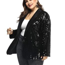 5XL Bling Bling Sequins Blazer Feminino Autumn Women Jacket Plus Size Black Shiny Party Blazer Mujer Casual Streetwear blaser 25 201201