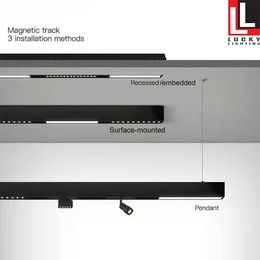 Yaratıcı Manyetik Lamba Tutucu Alüminyum 0.5 M 1 M Tavan Gömme Asma LED Mıknatıs Dağı Işıkları Track Rail