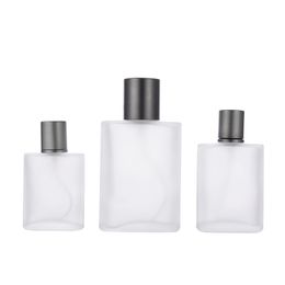 50ML Frosted Glass Perfume Bottle Portable Travel Aluminium Spray Bottles Refillable Spray Empty Bottle Customised V3