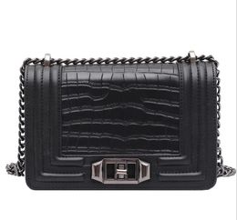 Shoulder Small Crossbody Bags for Women Fashion Handbag Alligator High Quality PU Leather Chain Bag Designer New Black
