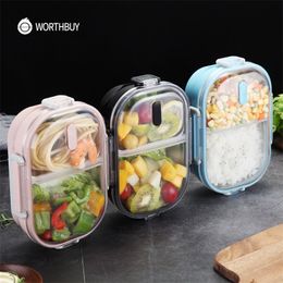 WORTHBUY Japanese Portable Lunch Box For Kids School 304 Stainless Steel Bento Box Kitchen Leak-proof Food Container Food Box 201208