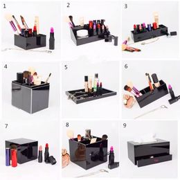 Klassisk akrylsmakeuplåda Kosmetisk hållare Desktop Mirror Makeup Tools Lipstick Smycken Lagring Tray Tissue Box For Wedding Box