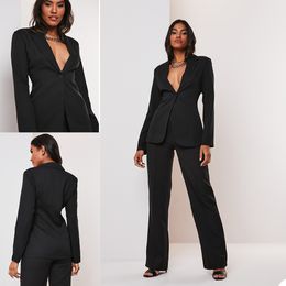 Sexy Black Mother of the Bride Suits One Button Women Ladies Plus Size Office Tuxedos Formal Work Party Wear For Wedding