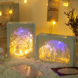 Night Lights 3D three-dimensional paper carving lamp DIY small night new year Christmas gift birthday creative