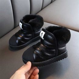 Winter Baby Girls Boys Snow Boots Warm Outdoor Children Waterproof Non-slip Kids Plush Infant Cotton Shoes 211227