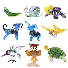 H&D 8 Styles Glass Animals of Happiness Collectible Figurines Hand Blown Murano Glass Animal Sculpture for Table Home Decoration 201212