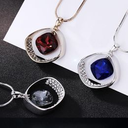 Hot Sale New Fashion Women Jewellery Korean Style Long Chain Sweater Personality Female Simple Crystal Pendant Necklaces Trendy