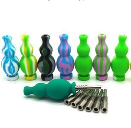 2022 NEW gourd shape silicone Water Pipes with 14mm titanium tip Glass Oil Burner Pipe Silicone Tube for Smoking