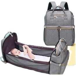 Large Diaper Bag Grey Mummy Maternity Bag For Baby Nursing Waterproof Nappy Changing Backpack For Moms Baby Stroller Organiser LJ201013