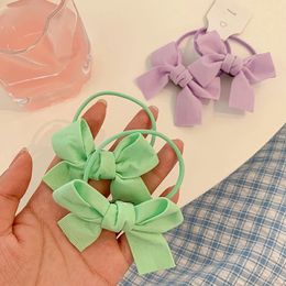 2pcs/set Cute Bow Flower Girls Hair Ties Candy Elastic Hair Bands Pigtails Hair Rope Rubber Gum Scrunchies Accessories