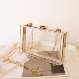 New Acrylic Transparent Women Clutch Bag Chain Women Messenger Bag Evening Handbag Chain Shoulder 20201