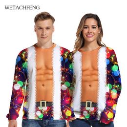 Men's Sweaters Year Funny 3D Novelty Muscle Printed Ugly Christmas Oversized Sweatshirst Winter Autumn Festival Jumpers Tops