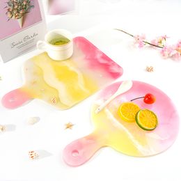 Newest DIY Drop Mold Handle Tray Mold Transparent Silicone Resin Molds Fruit Tray Coaster Craft Tools Bandeja De De Molde De Gota De Bricolaje